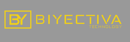 Biyectiva logo yellow on gray background