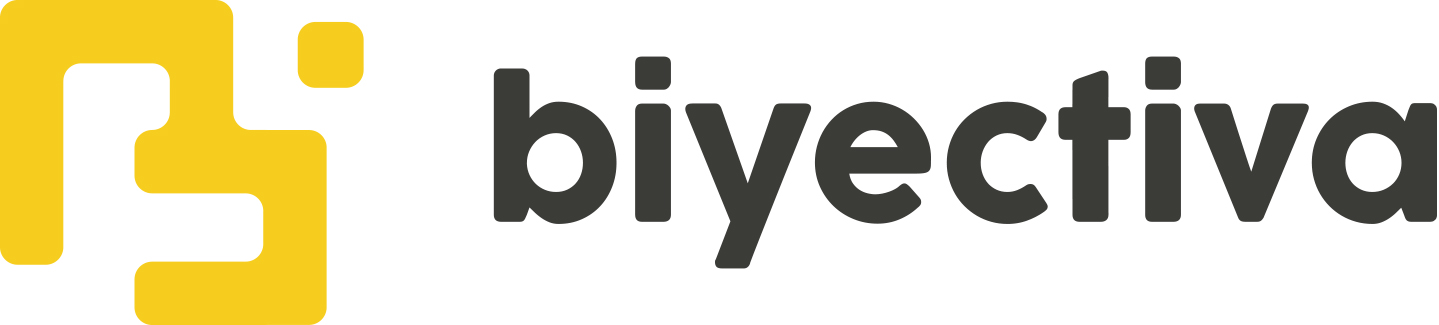 Biyectiva logo yellow white background