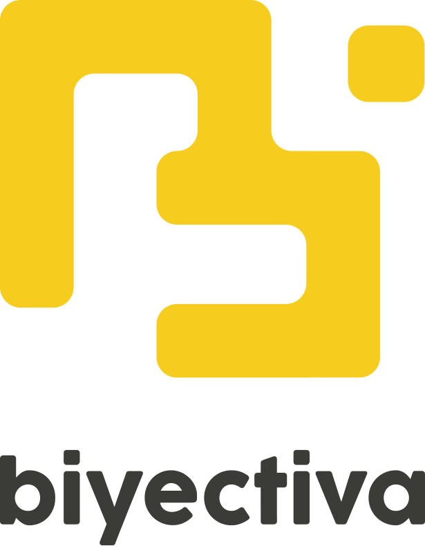 Biyectiva vertical logo yellow and grey transparent background